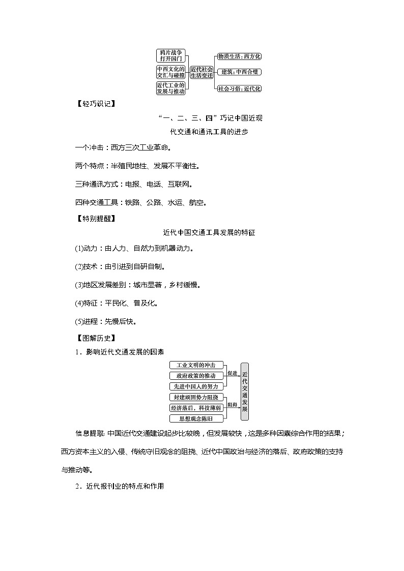 2021版高考历史（岳麓版专题史）一轮复习学案：第25讲　新潮冲击下的社会生活与交通、通讯的变化03