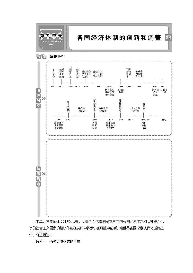 2021版高考历史（岳麓版专题史）一轮复习学案：第26讲　苏联社会主义经济体制的建立与改革01