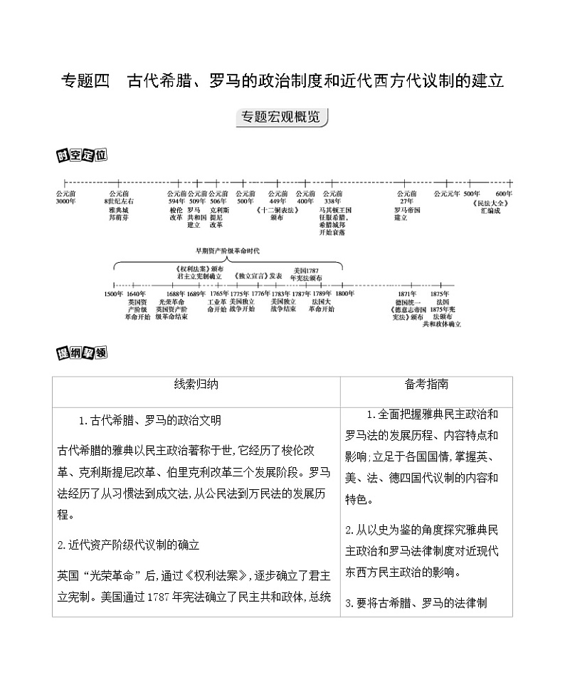 2021版高考历史一轮复习课标人民版讲义：第8讲　古代希腊、罗马的政治制度01