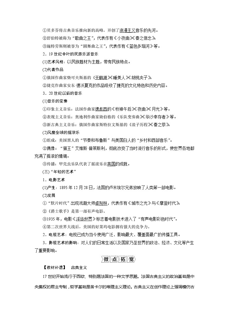 2021版江苏高考选考人民版历史（专题史）一轮复习讲义：第41讲　19世纪以来的文学艺术03