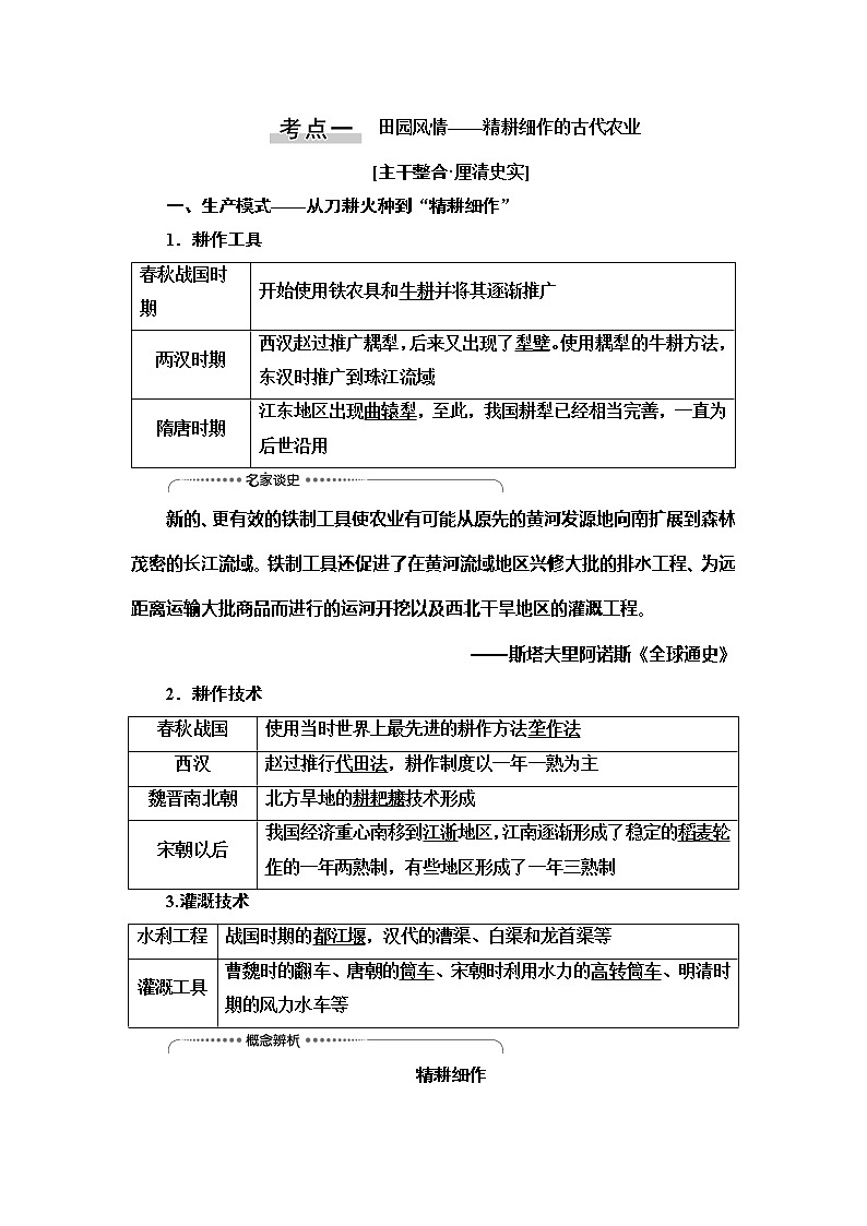 2021版新高考历史（人教版）一轮复习教师用书：模块2第6单元第13讲　发达的古代农业和手工业02