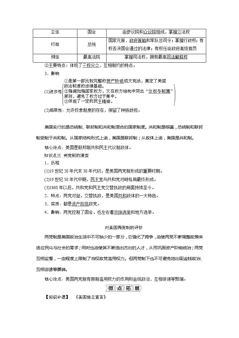 2021版新高考选考历史（人教版专题史）一轮复习学案：第13讲　美国联邦政府的确立02