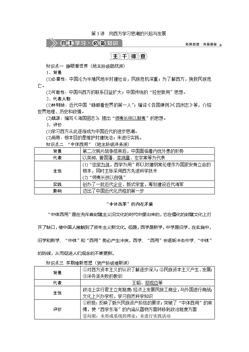 2021版新高考选考历史（人民版通史）一轮复习学案：第六单元　第3讲　向西方学习思潮的兴起与发展01