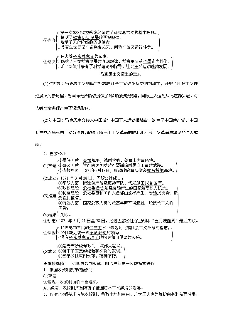 2021版新高考选考历史（人民版通史）一轮复习学案：第十三单元　第2讲　近代民主政治的扩展与科学社会主义03