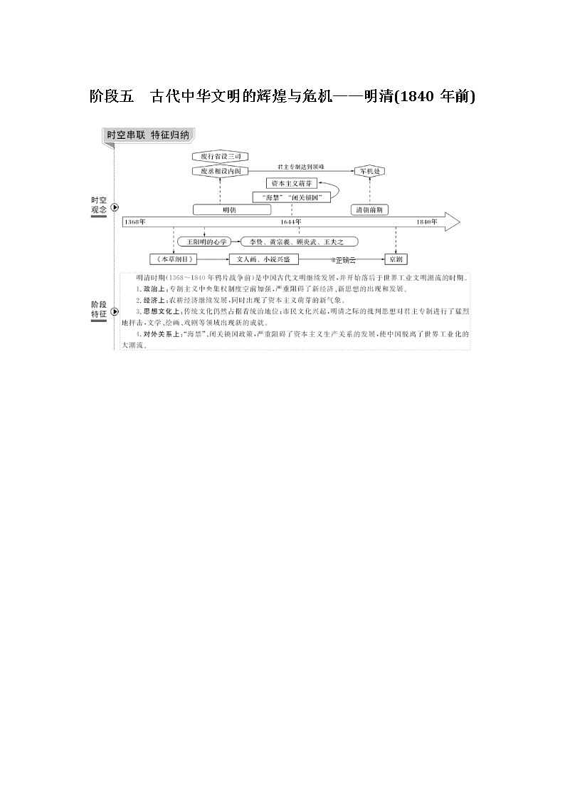 2020届高考历史岳麓版一轮通史复习学案：阶段五课时1明清时期君主专制的强化01