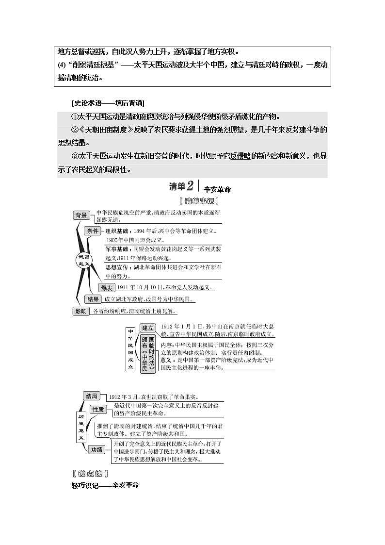 2020版一轮复习历史人教版江苏专版学案：模块一专题二第4讲　太平天国运动及辛亥革命02