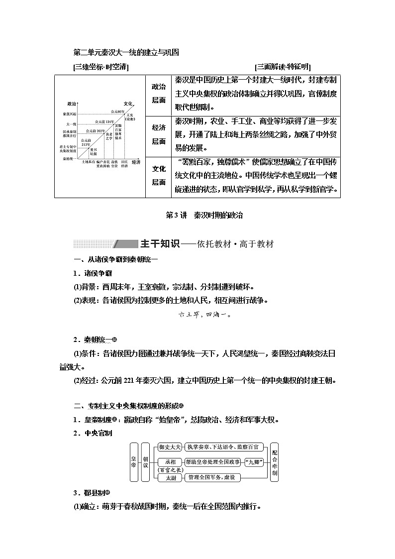 2020版一轮复习历史通史复习模式学案：第二单元第3讲　秦汉时期的政治01