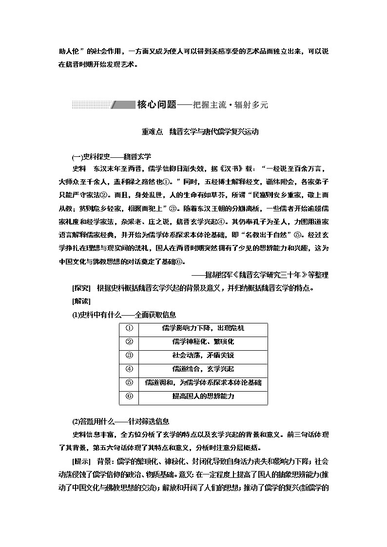 2020版一轮复习历史通史复习模式学案：第三单元第7讲　魏晋、隋唐时期的文化03
