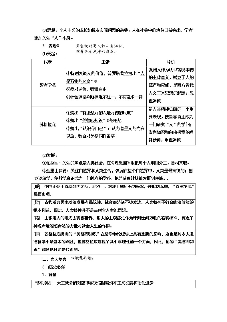 2020版高考一轮复习历史专题复习模式人民版学案：专题十四课题四十一　西方人文精神的起源与文艺复兴02