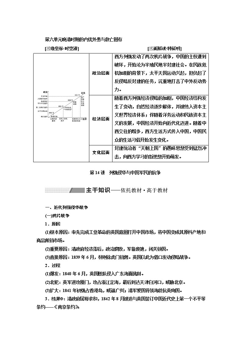 2020版高考历史一轮通史复习教师用书：第六单元晚清时期的内忧外患与救亡图存第1页