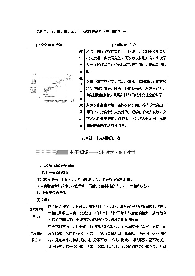 2020版高考历史一轮通史复习教师用书：第四单元辽、宋、夏、金、元民族政权的并立与元朝的统一第1页