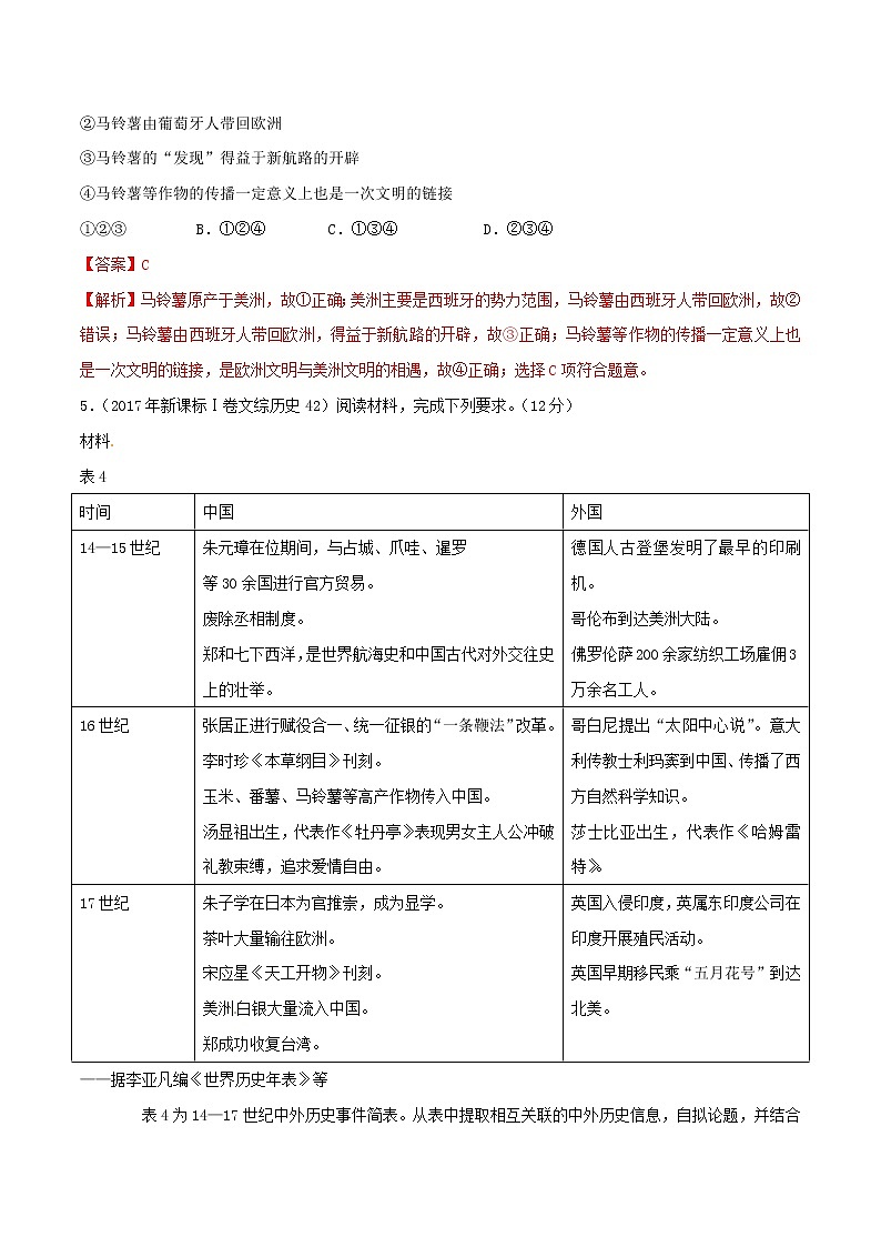 2019年高考历史一轮总复习巅峰冲刺专题08《新航路的开辟殖民扩张与资本主义世界市场的形成和发展》（含解析）02