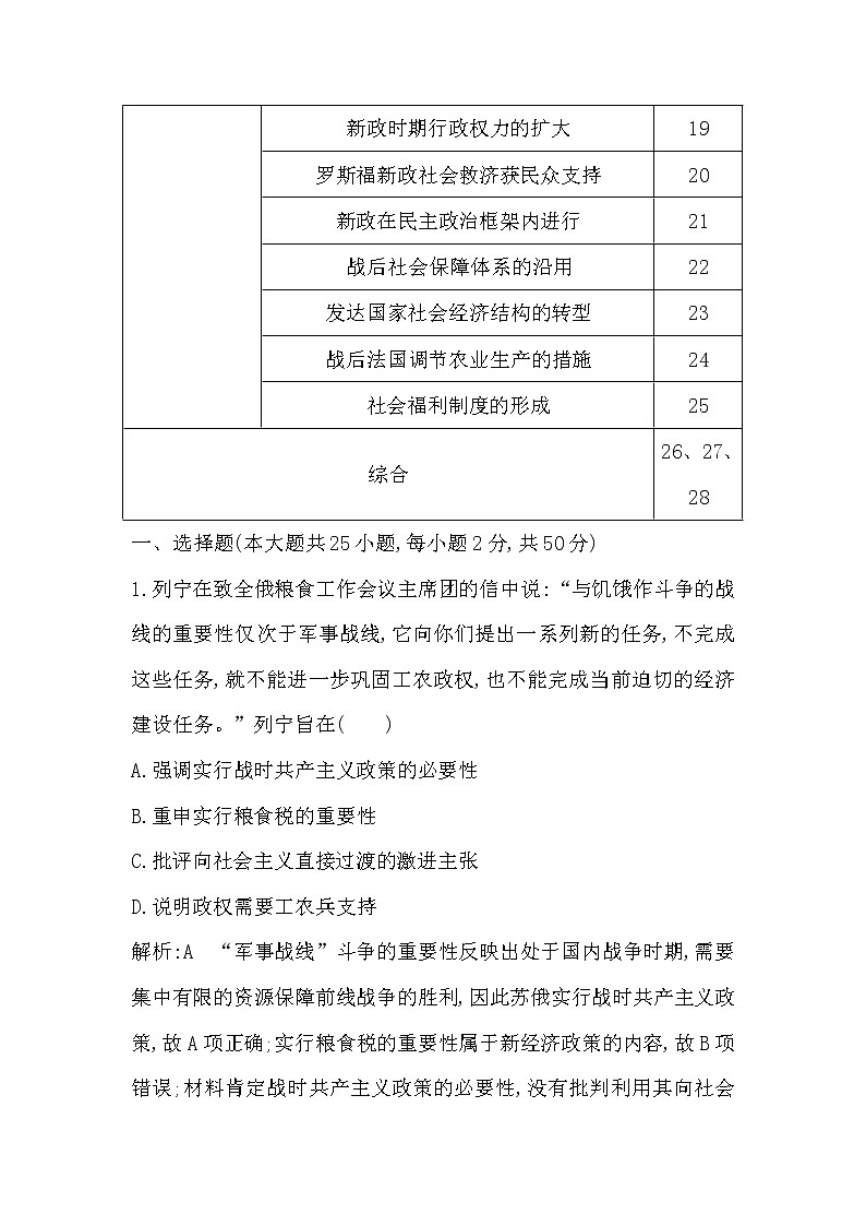 (山东专用)2020版高考历史一轮复习试题：第8单元 各国经济体制的创新和调整 检测：试题(含解析)第2页