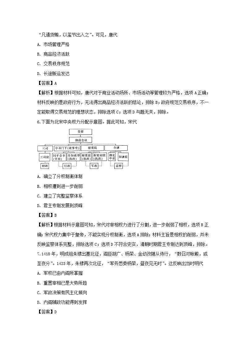 【历史】陕西省商洛市2018-2019学年高二下学期期末考试试卷 （解析版）03