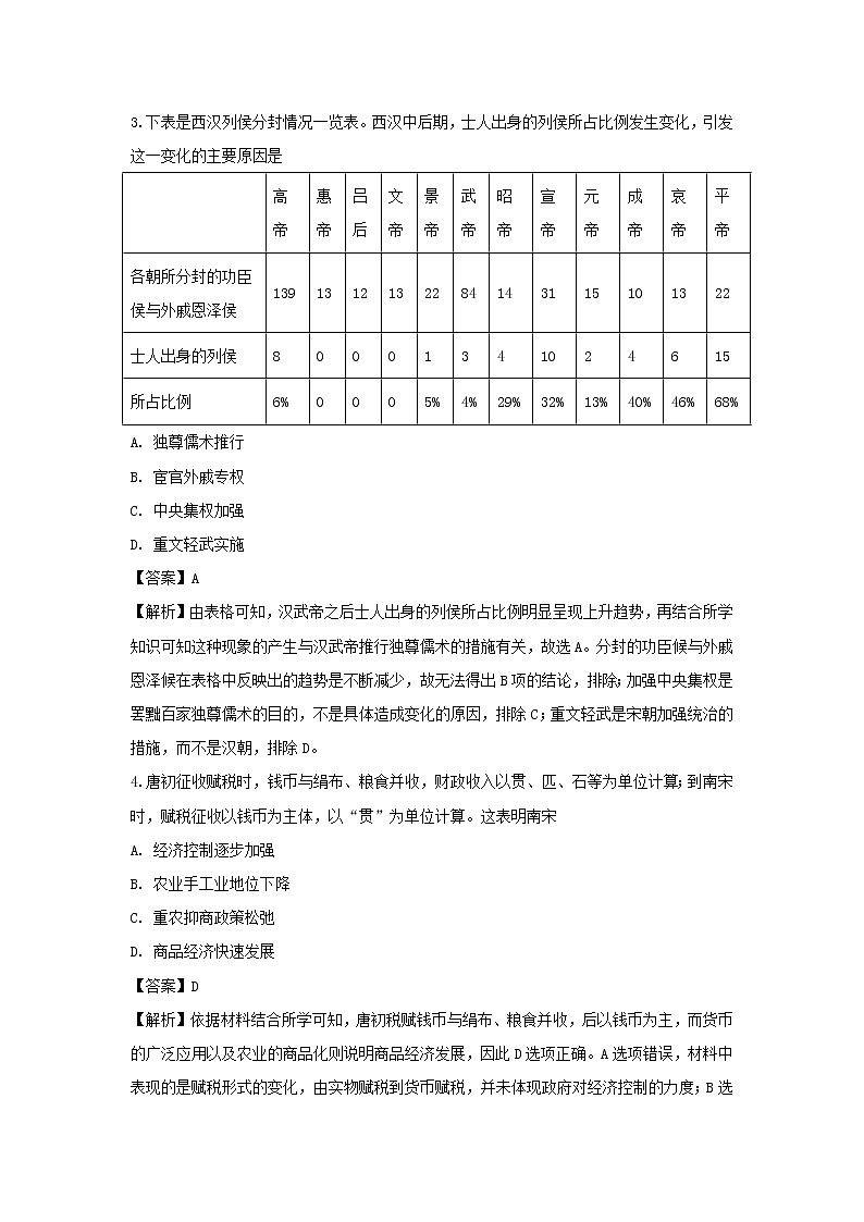 【历史】甘肃省临泽县第一中学2018-2019学年高二下学期期末考试试卷（解析版）02