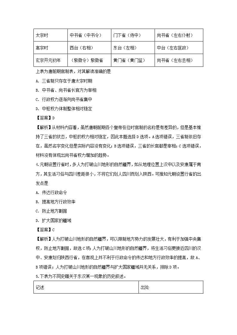 【历史】吉林省白城市第一中学2018-2019学年高二下学期期末考试试题 （解析版）02
