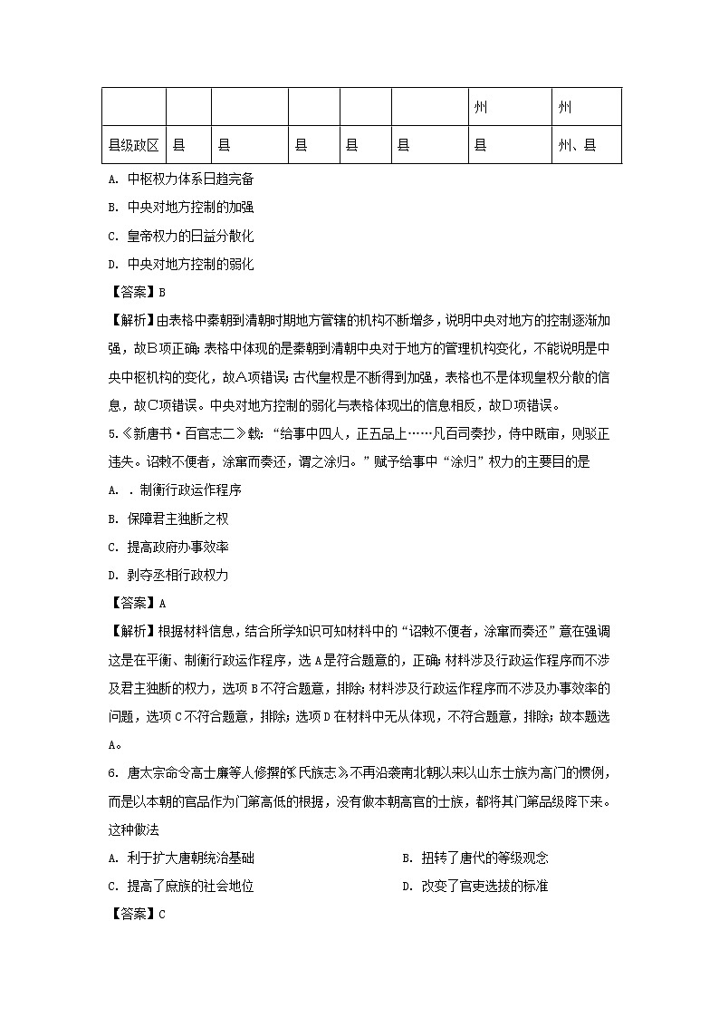 【历史】江苏省常州高级中学2018-2019学年高二下学期期中考试试卷 （解析版）03