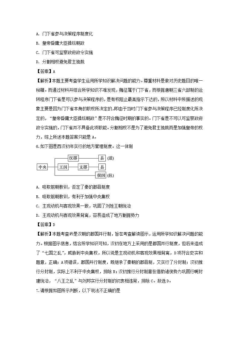 【历史】河北省沧州市盐山中学2018-2019学年高二下学期期中考试试卷（解析版）03