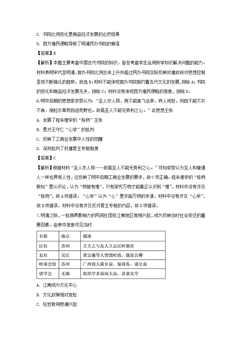 【历史】四川省成都市石室中学2018-2019学年高二上学期期中考试试题（解析版）03