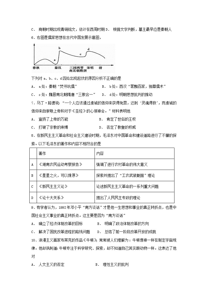 【历史】宁夏青铜峡市高级中学2018-2019学年高二上学期期中考试试题第2页