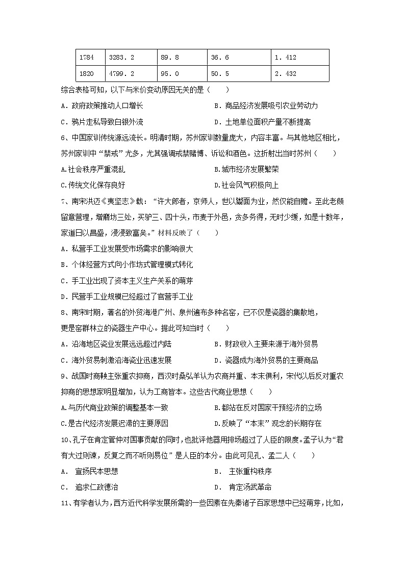 【历史】湖南省醴陵一中、攸县一中2018-2019学年高二上学期期中联考（文）试题02