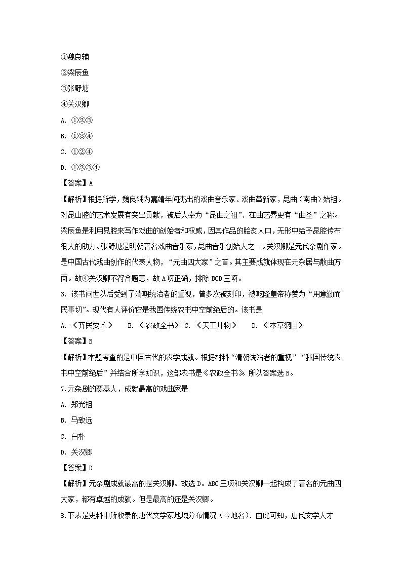 【历史】广东省深圳市耀华实验学校2018-2019学年高二上学期期中考试试题（实验班） （解析版）第3页