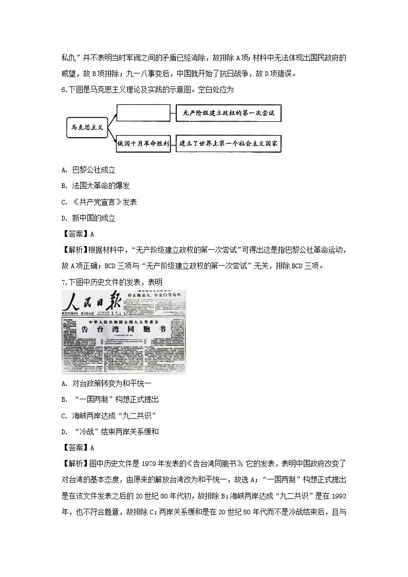【历史】广西南宁市马山县金伦中学“4 N”高中联合体2018-2019学年高二上学期期中考试试卷（解析版）03
