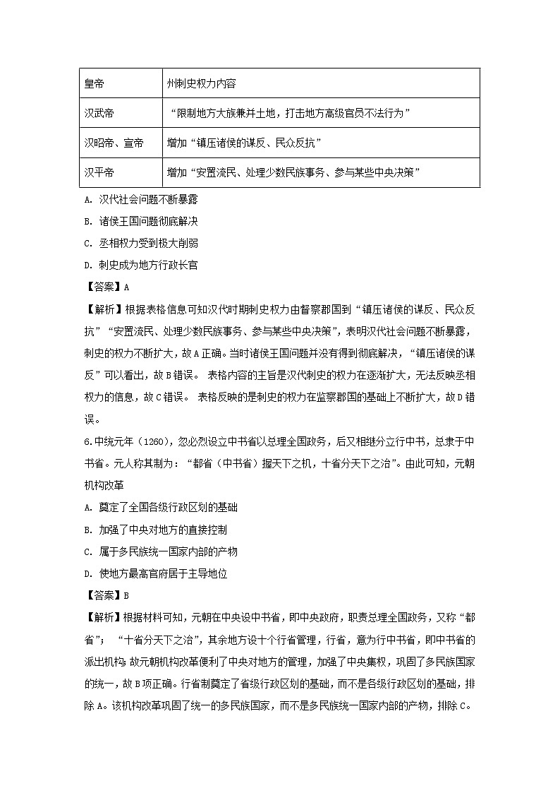 【历史】山东省淄博一中2018-2019学年高二下学期3月月考试卷（解析版）03
