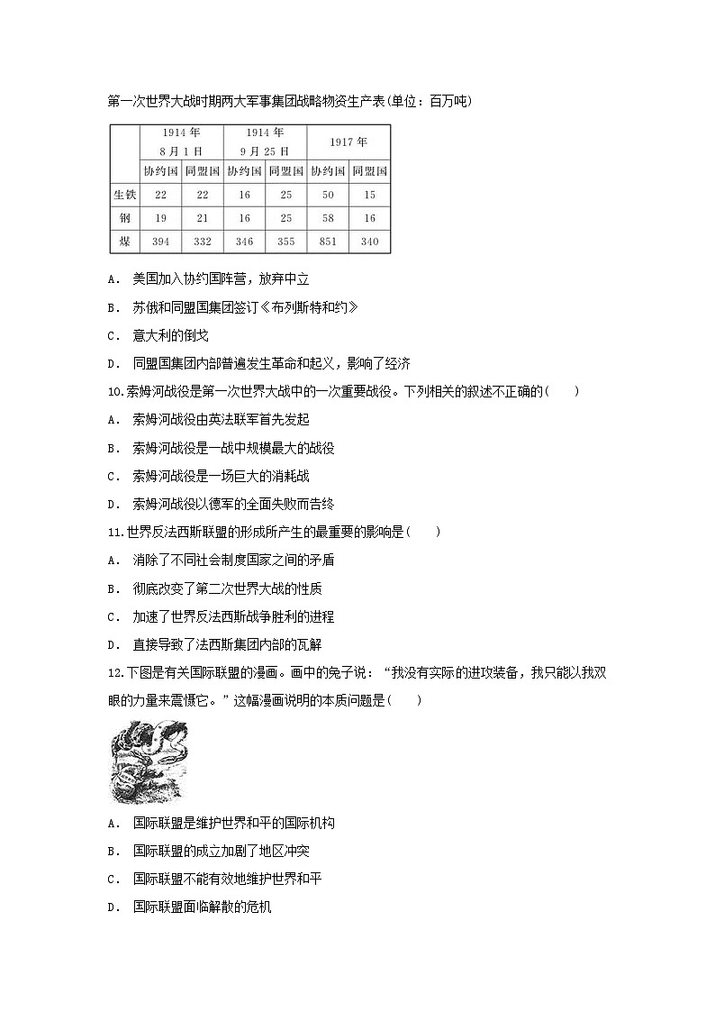 【历史】云南省楚雄州大姚县新街中学2018-2019学年高二上学期10月月考试题（解析版）第3页