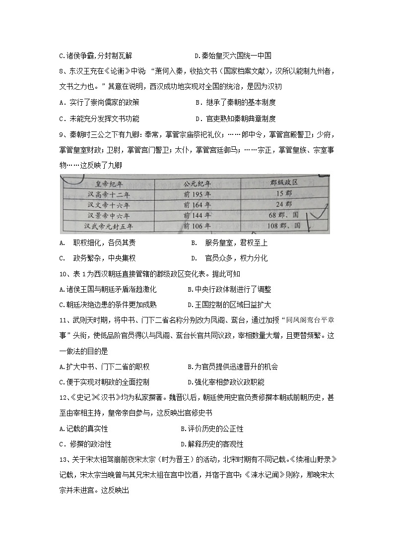 【历史】山东省日照青山学校2018-2019学年高二3月份月考试题02