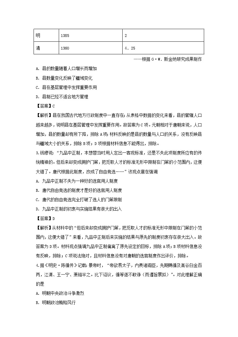 【历史】云南省玉溪市一中2018-2019学年高二上学期第一次月考试题（解析版）02