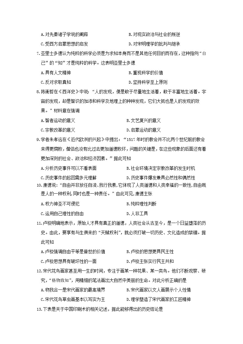 【历史】河南省扶沟县高级中学2018-2019学年高二下学期第一次月考试卷02