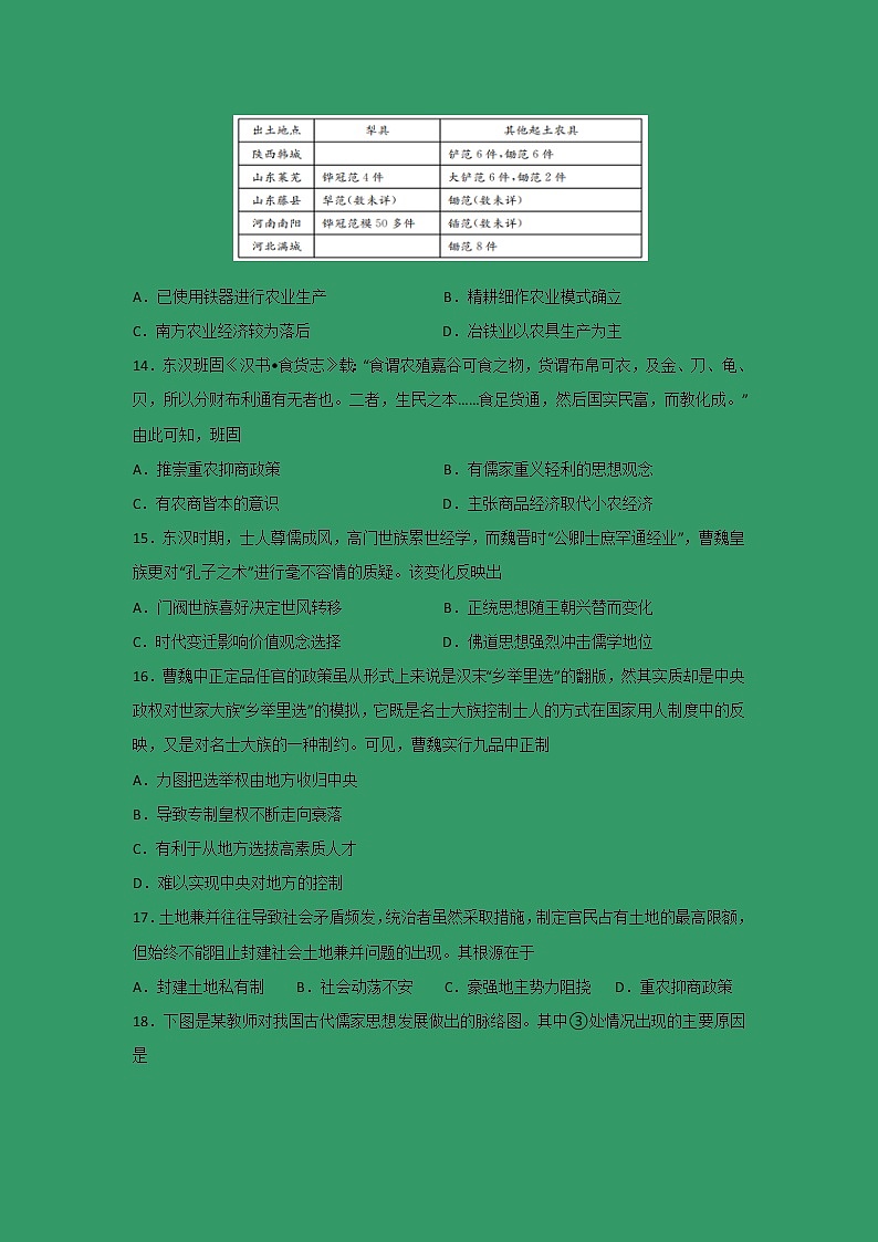 【历史】黑龙江省哈尔滨市第三中学2018-2019学年高二下学期第一次阶段性测试试题第3页