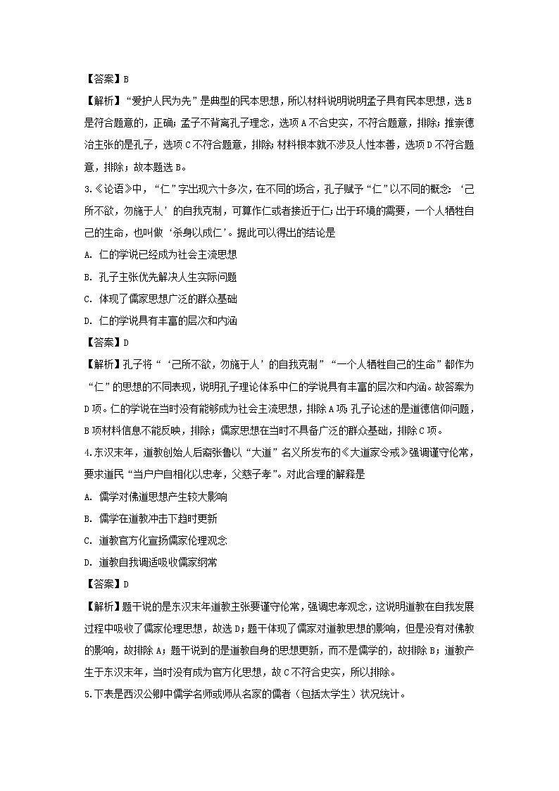 【历史】山东省烟台市龙口第一中学2018-2019学年高二10月月考试题（解析版）02