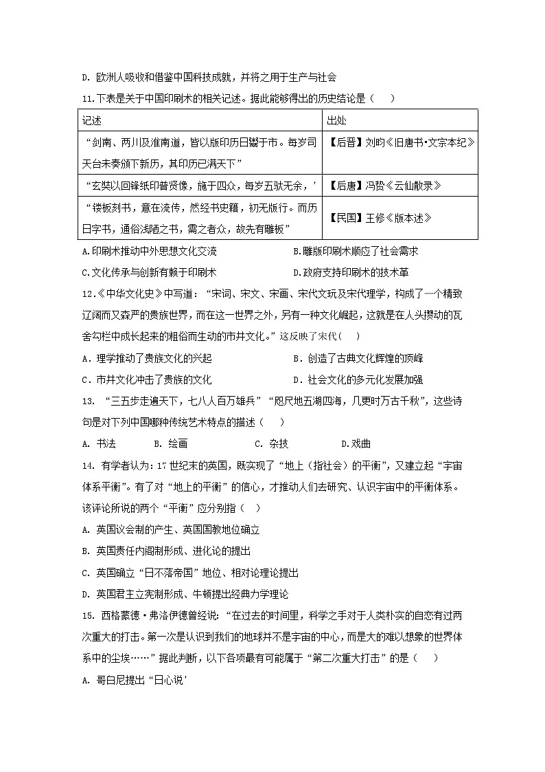 【历史】吉林省白城市第一中学2018-2019学年高二12月月考历史试题03