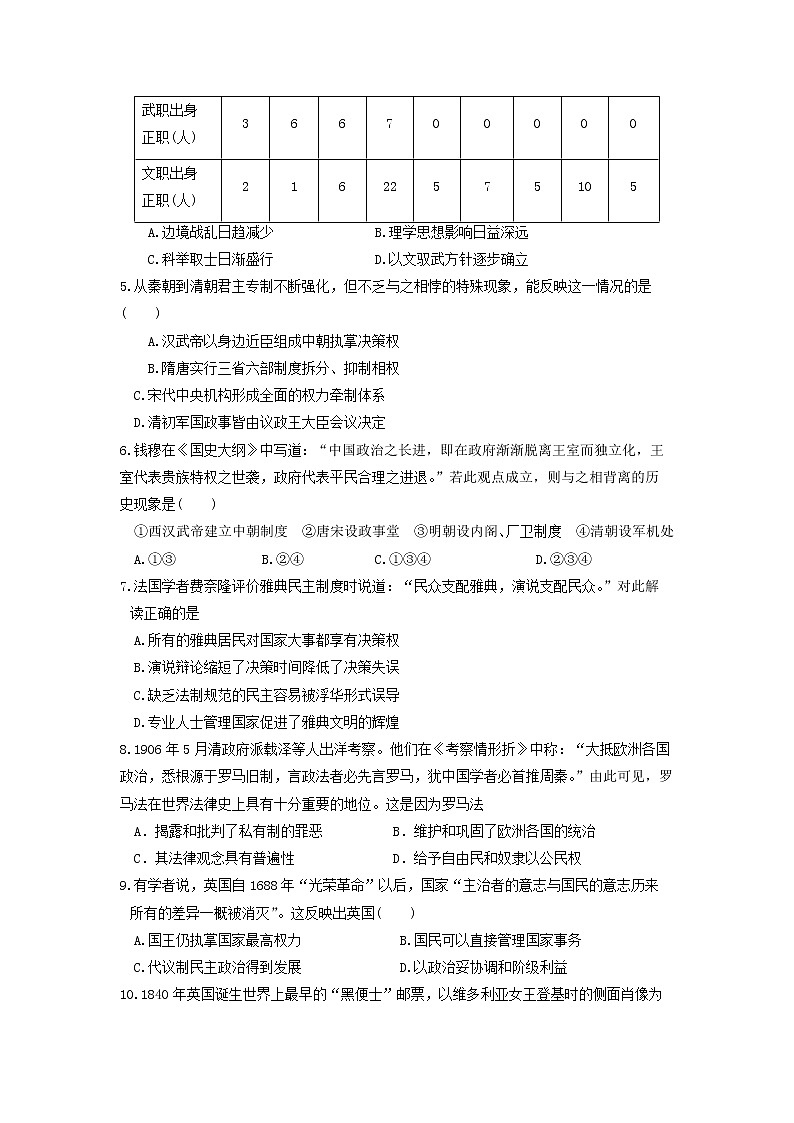 【历史】河南省中牟县第一高级中学2018-2019学年高二上学期第十二次双周考试卷02