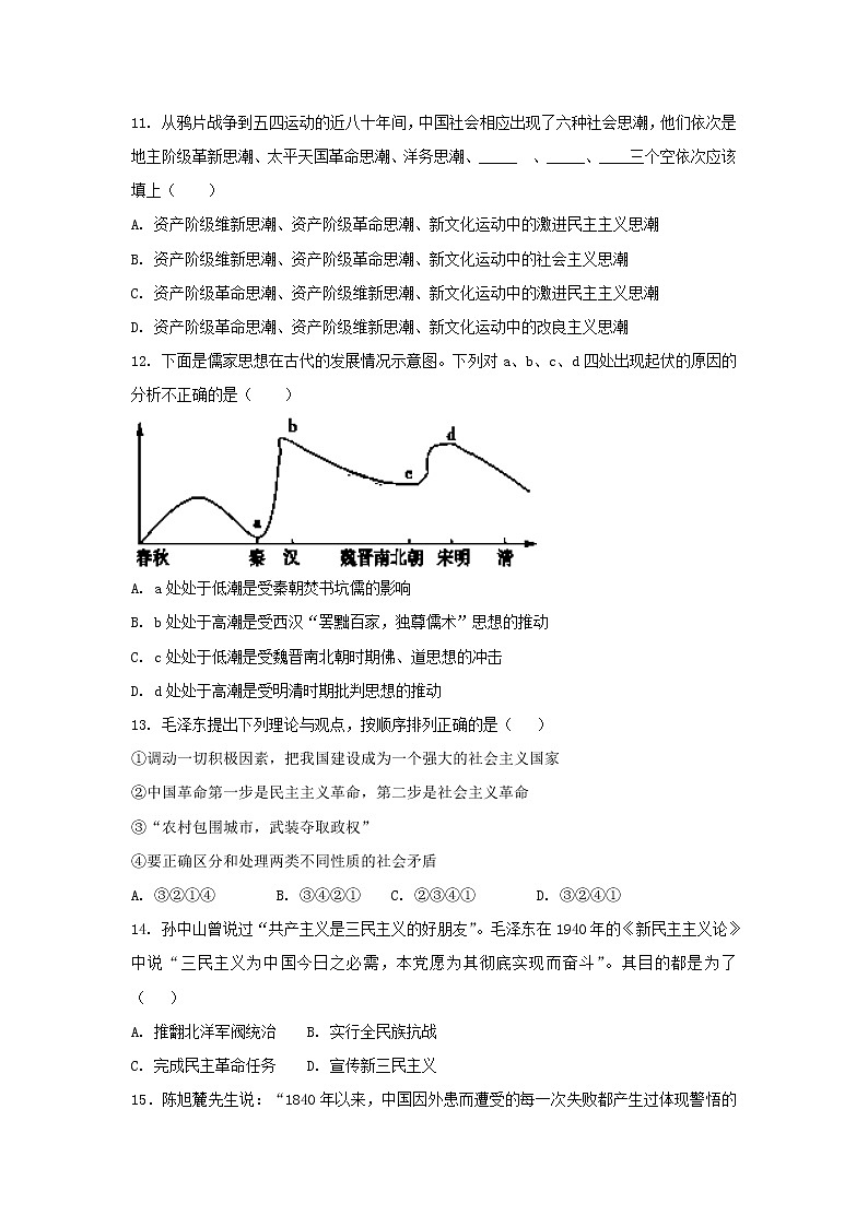 【历史】广西贵港市覃塘高级中学2018-2019学年高二上学期10月月考试题03
