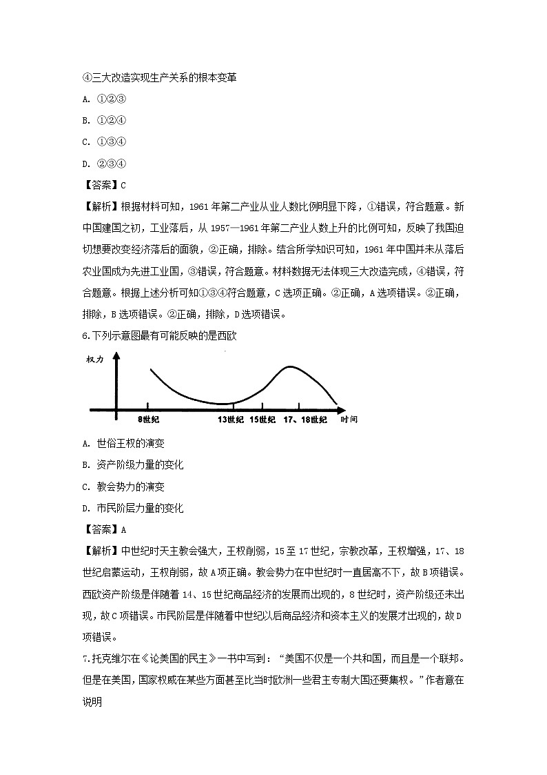 【历史】安徽省阜阳市第三中学竞培中心2018-2019学年高二下学期开学考试试题（解析版）03