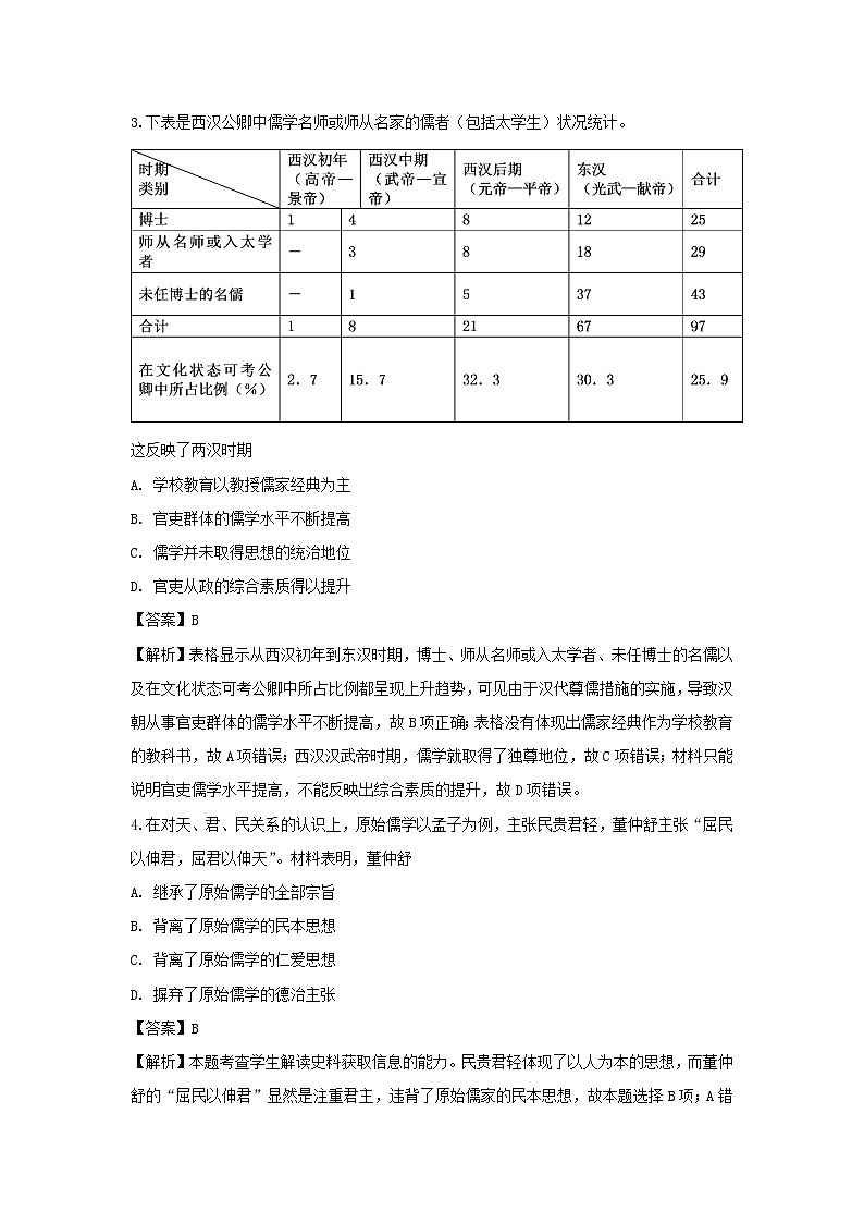 【历史】湖南省醴陵市第一中学2018-2019学年高二上学期入学考试试题（解析版）02