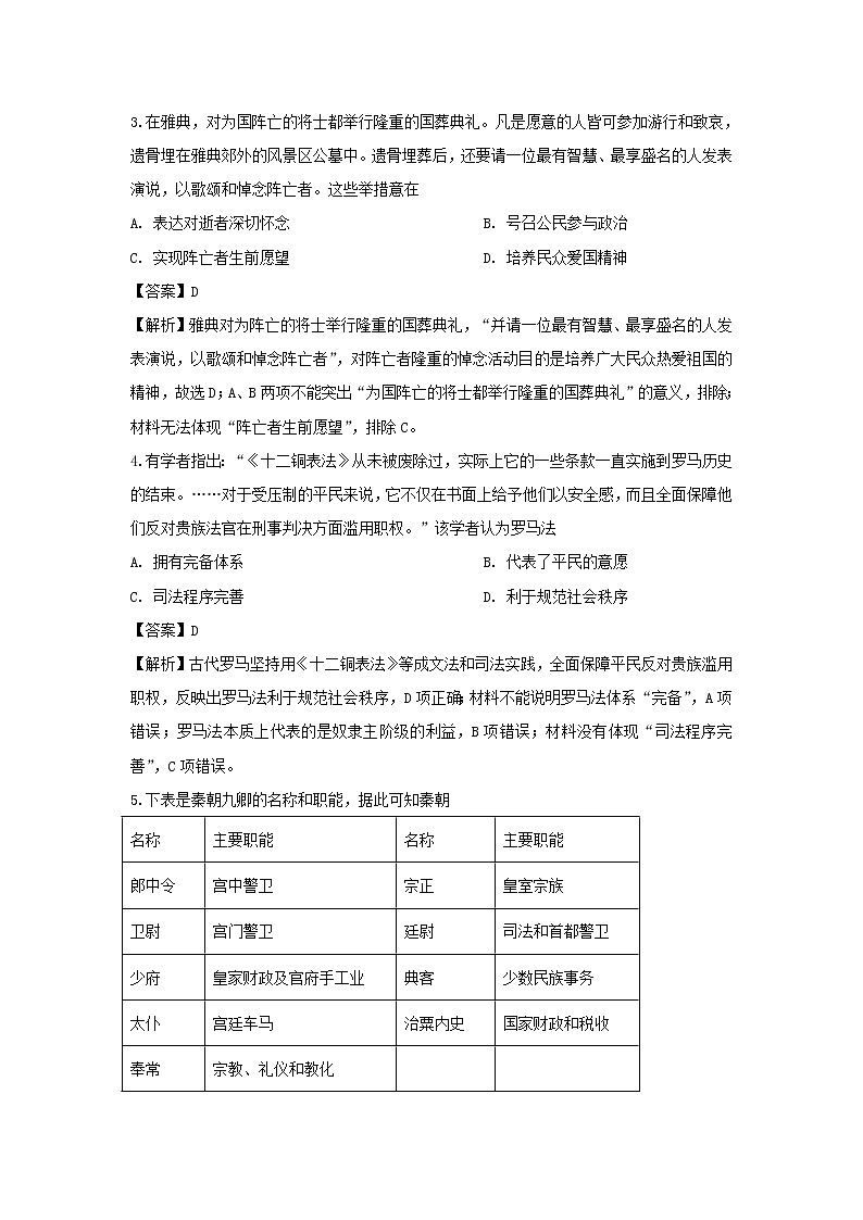【历史】陕西省宝鸡市渭滨区2019-2020学年高二下学期期末考试试卷（解析版）第2页