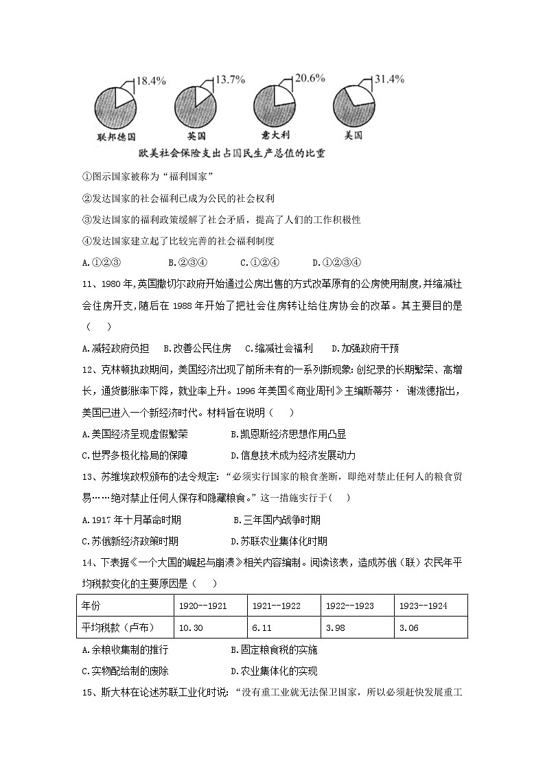 【历史】宁夏银川市宁夏大学附属中学2019-2020学年高二下学期期末考试试卷03