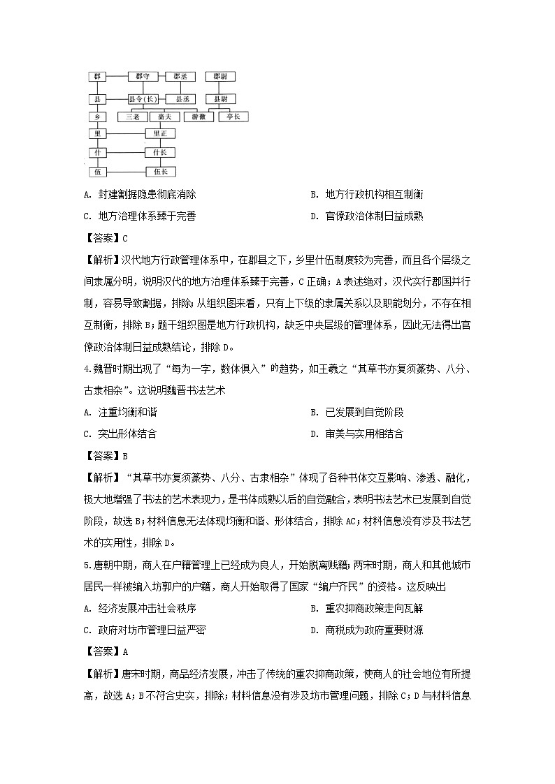 【历史】陕西省西安市莲湖区2019-2020学年高二下学期期末考试联考试题（解析版）第2页