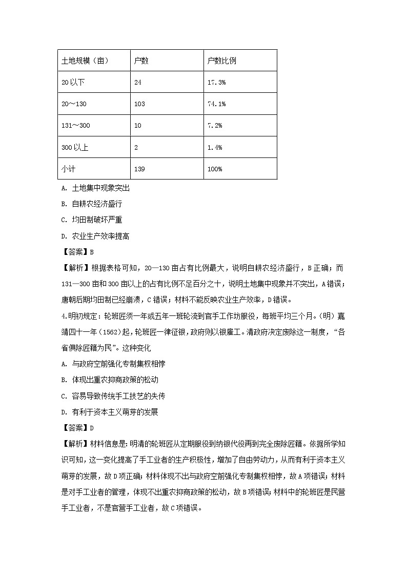 【历史】江西省南昌市新建县一中2019-2020学年高二上学期期末考试（艺体部）试题（解析版）02