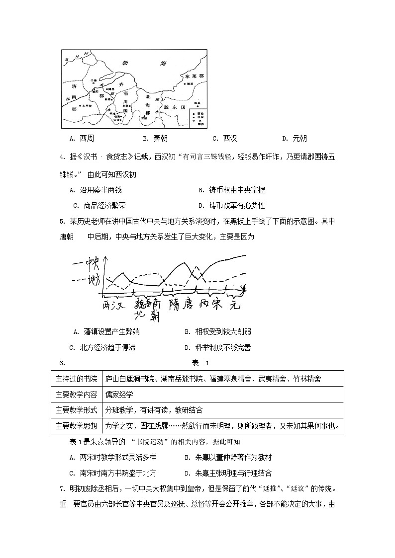 【历史】安徽省安庆市2019-2020学年高二上学期期末教学质量监测试题第2页