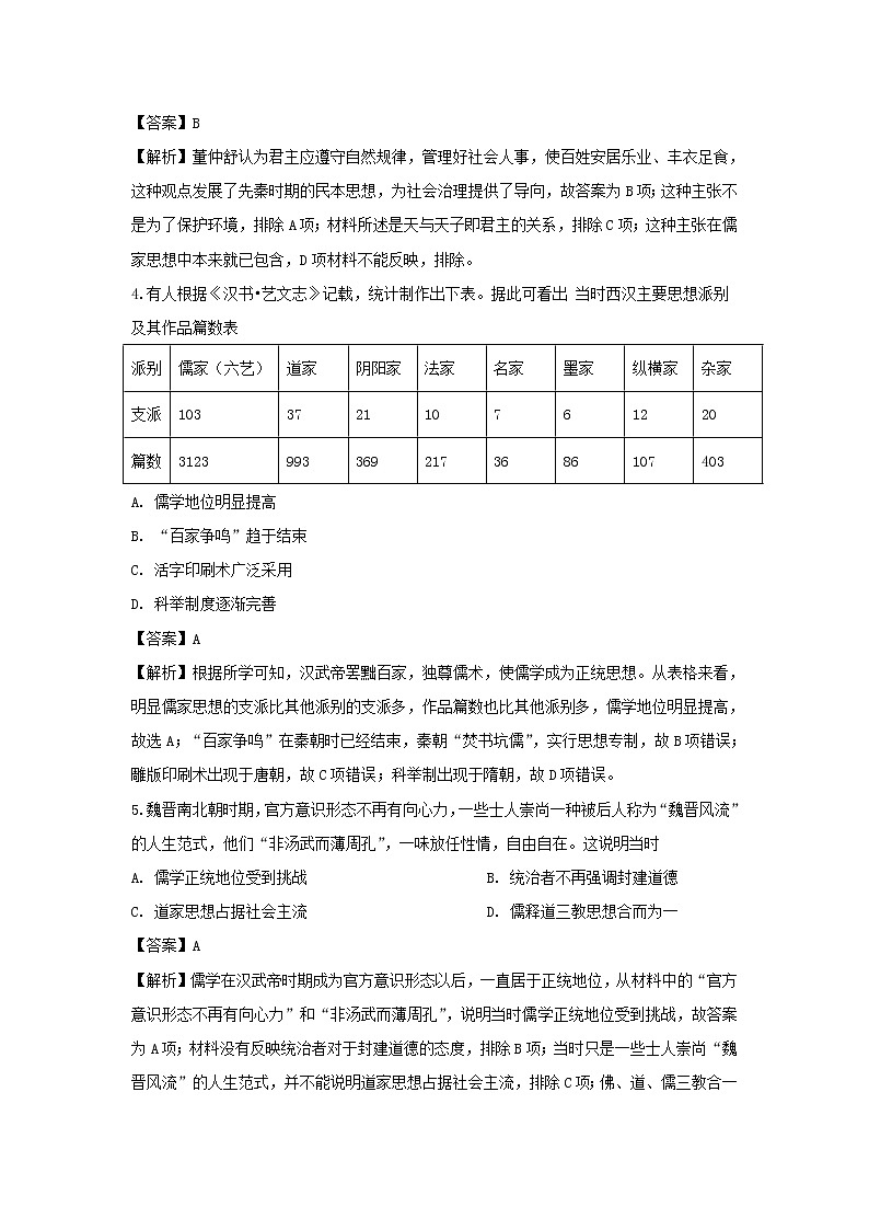 【历史】甘肃省张掖市临泽县第一中学2019-2020学年高二上学期期末考试模拟试题（解析版）02
