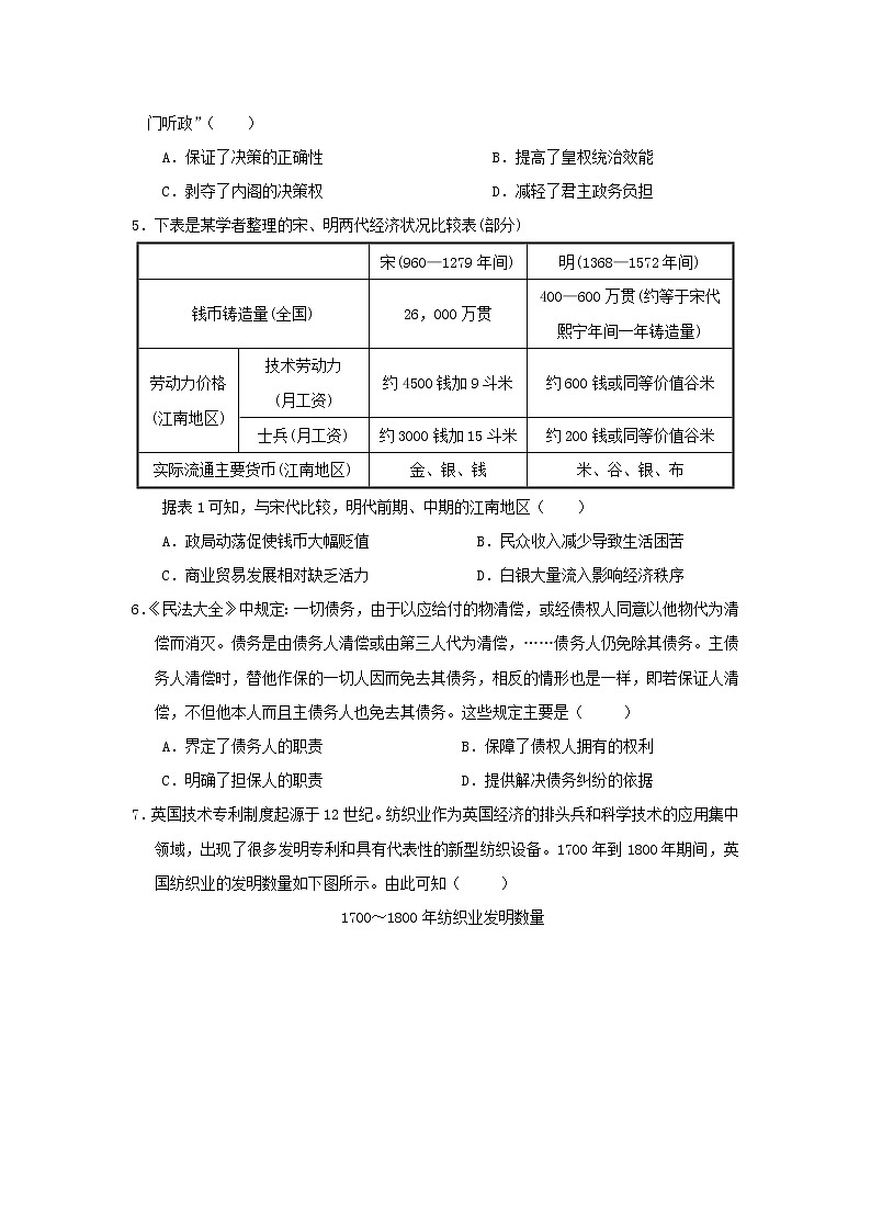 【历史】安徽省淮南市寿县第二中学2019-2020学年高二期中考试试卷（解析版）02