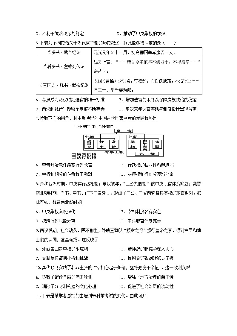 【历史】黑龙江省肇东市第一中学2019-2020学年高二下学期期中考试试题02