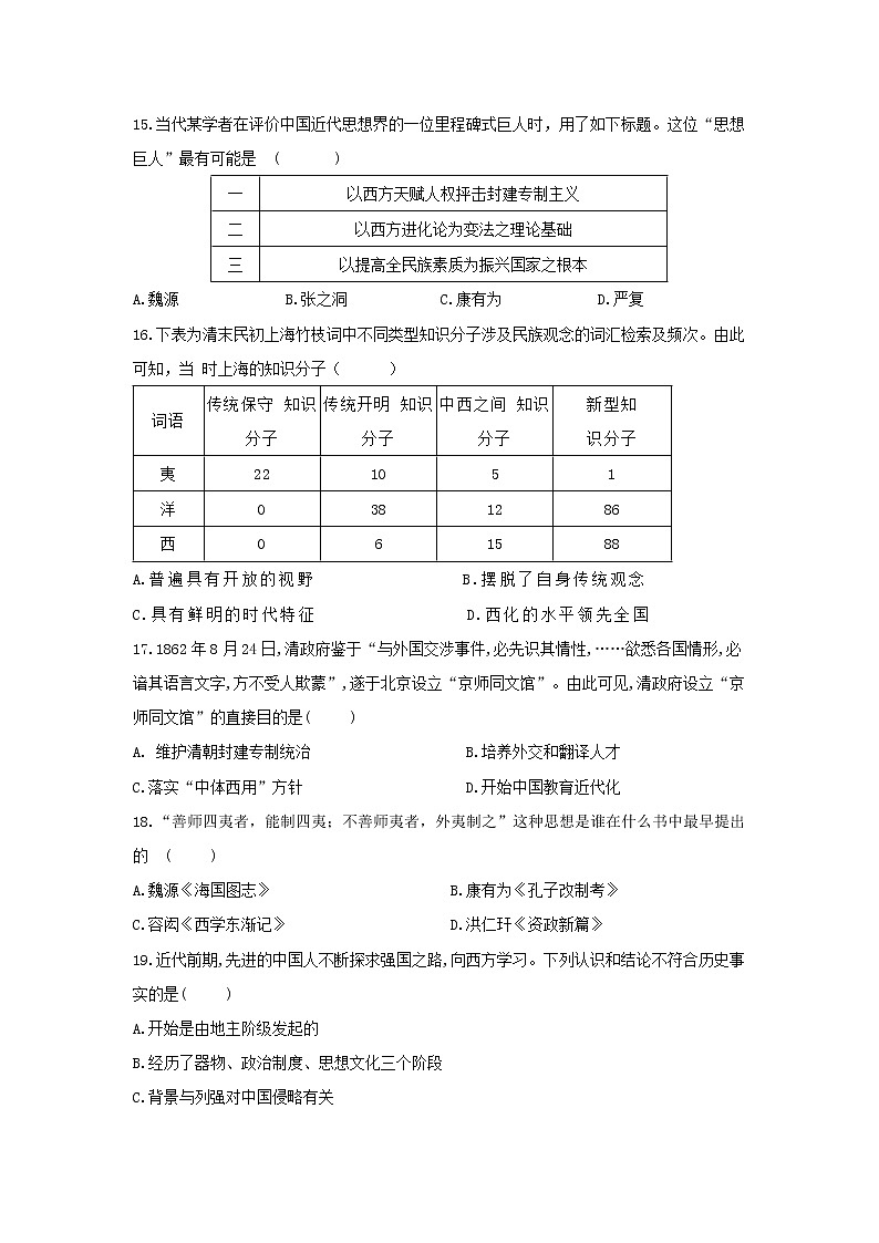 【历史】陕西省渭南市临渭区尚德中学2019-2020学年高二上学期期中考试试卷第3页