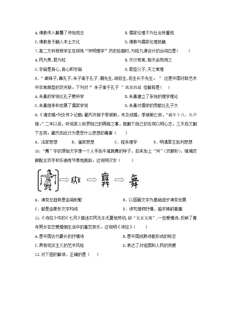 【历史】四川省广元川师大万达中学2019-2020学年高二上学期期中考试试卷02