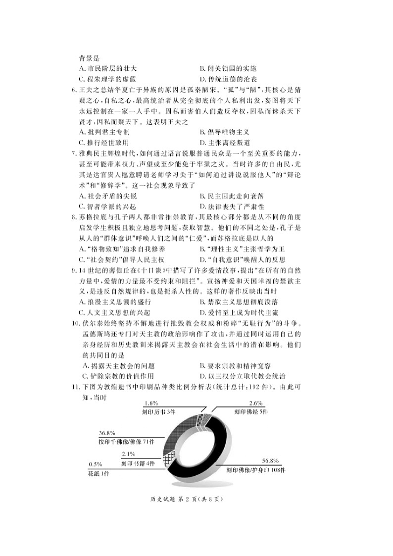 【历史】湖南省师范大学附属中学2019-2020学年高二上学期期中考试试卷02